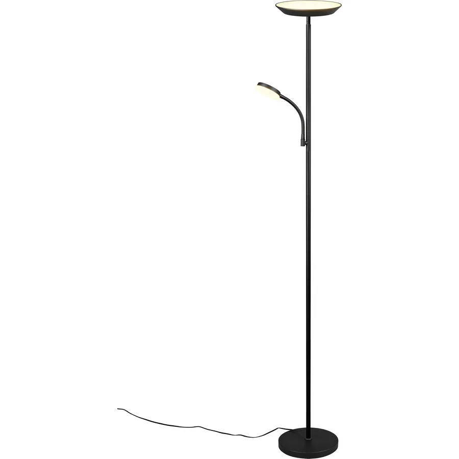 Stehlampe Lorin Schwarz Kunststoff/Metall 25 cm 178 cm - LED - Lichtfarbe: Extra warmweiss - Helles Neutralweiss - LED Energiesparlampen