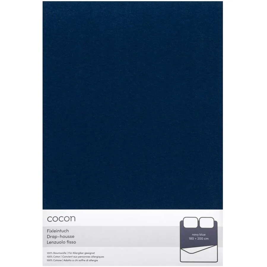 Fixleintuch COCON Marineblau Baumwolle 180 x 200 cm - Material: Jersey