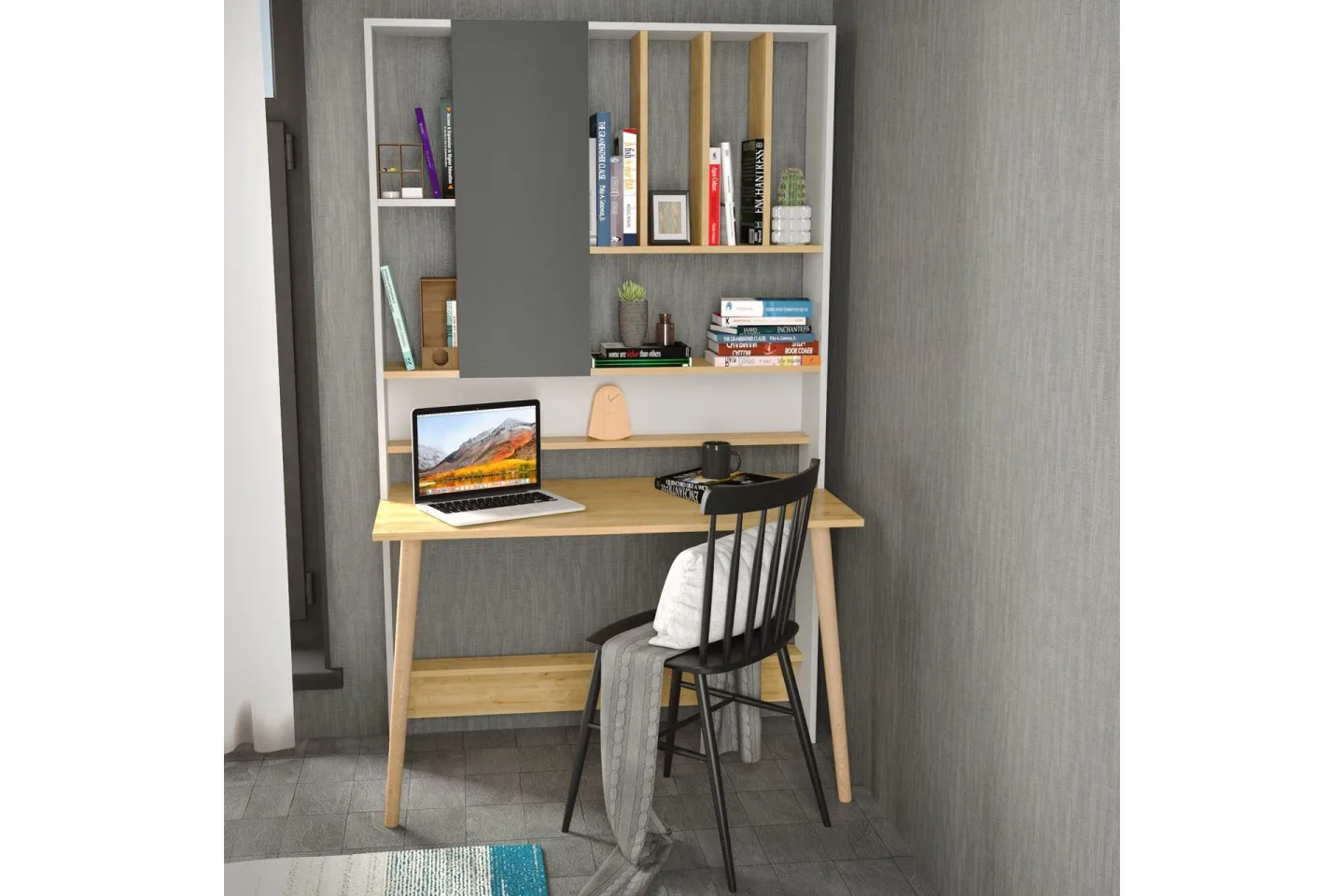Andifli Skrivbord 60x196,6x120 cm med förvaring - Vit
