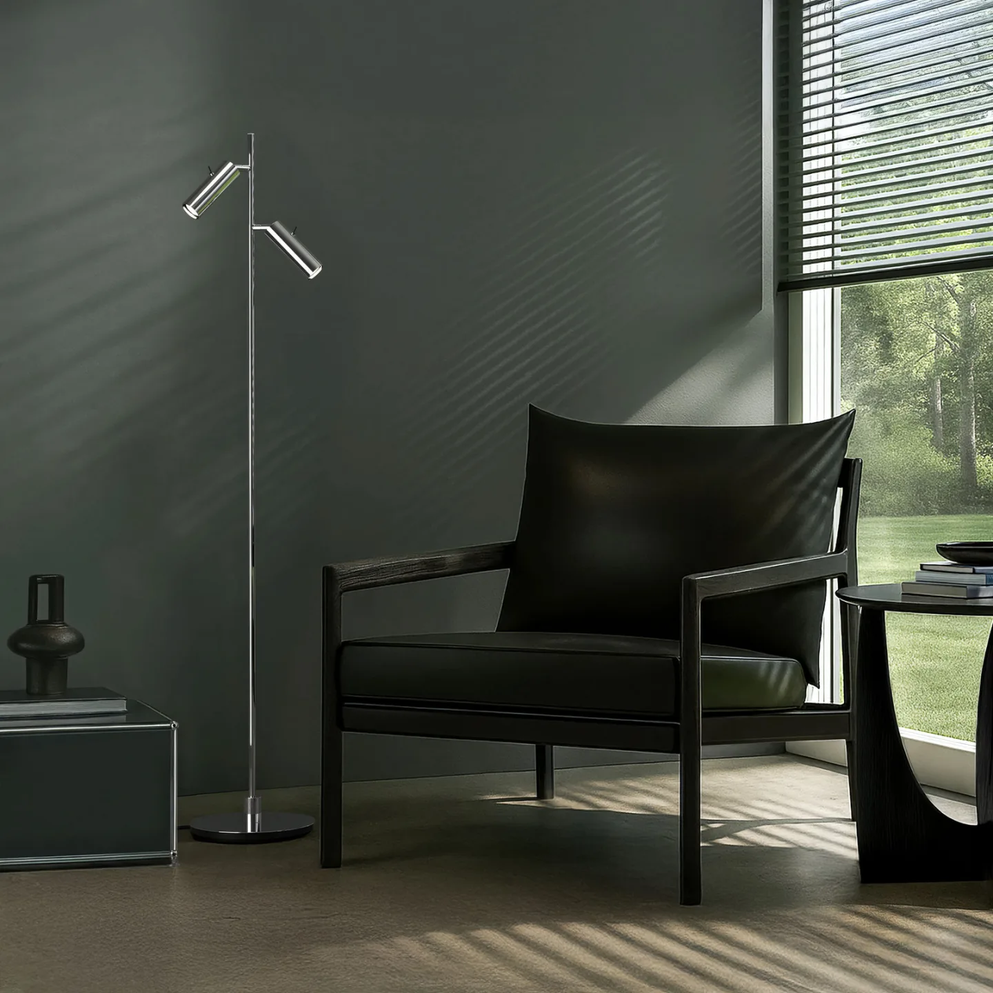 PIPELINE gulvlampe, kromfarvet Højde 133 cm 2 lyskilder - Herstal - Stue - Moderne - Metal - Med flere lyskilder