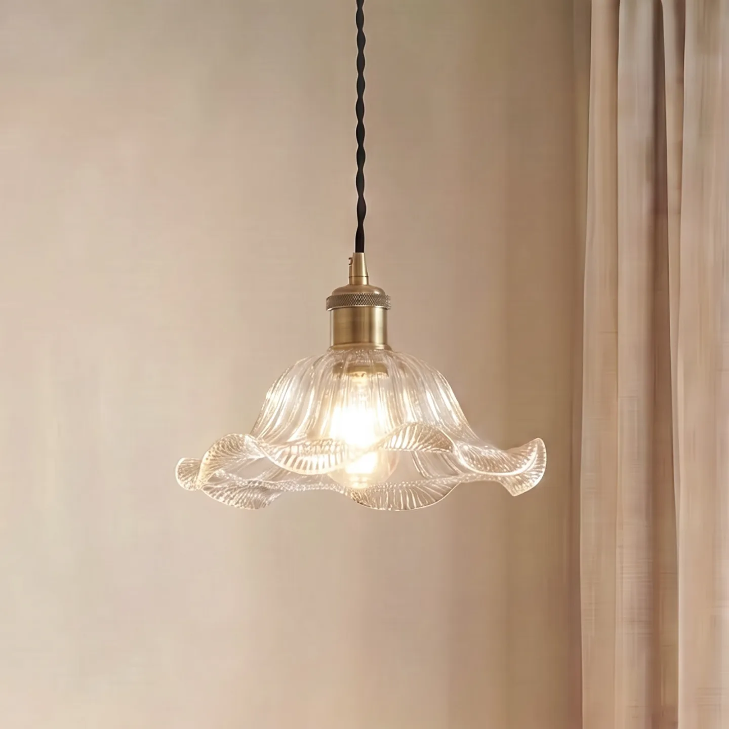 Ludowika pendellampe, Ø 25 cm, E27, transparent, glas - Lindby - Spisestue - Antik - Med én lyskilde