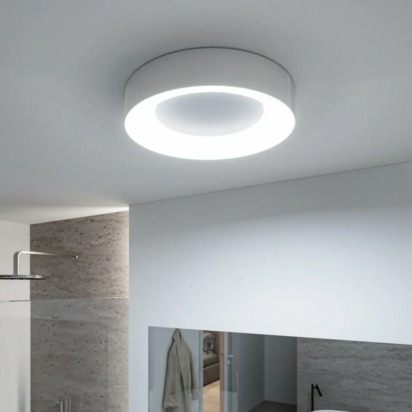 Casca LED-Deckenleuchte Ø40cm, IP44, weiß/Alu - Paulmann - Badezimmer - Modern - Metall - Bündig