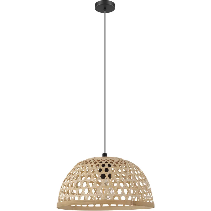 Eglo Pendellampe Claverdon Schwarz Stahl/Holz 110 cm - Farbe: natur/schwarz - Material: Holz/Stahl
