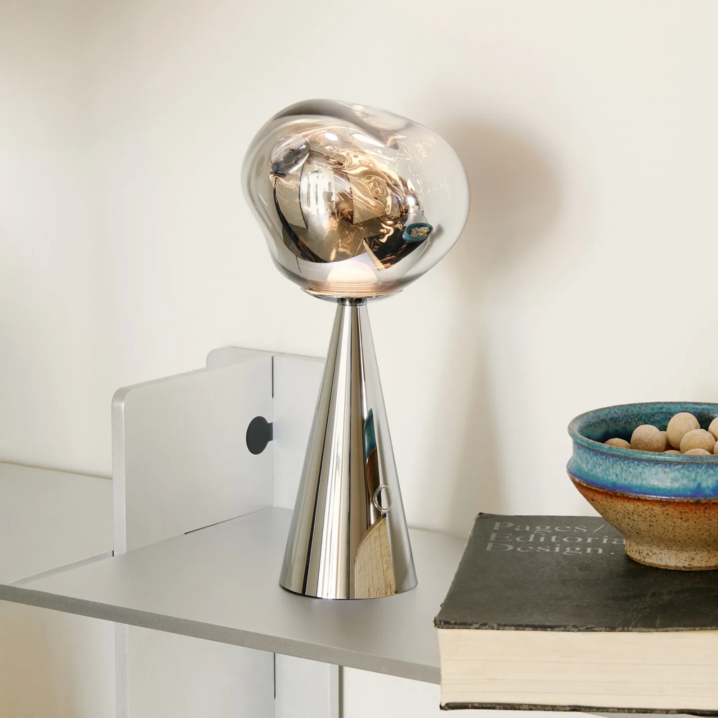 Melt Portable bordlampe Silver - Tom Dixon - Soveværelse - Design - Plastik