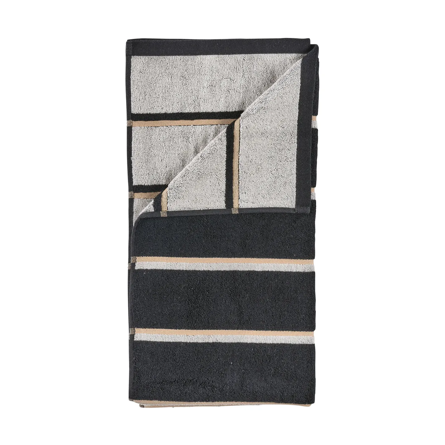 Zone Denmark Sauna Handtuch Black-soft grey-camel, 50x100 cm