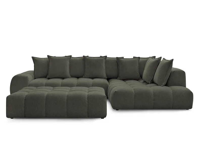 Ecksofa mit Hocker BOBOCHIC EVEREST Stoff chiniert grün