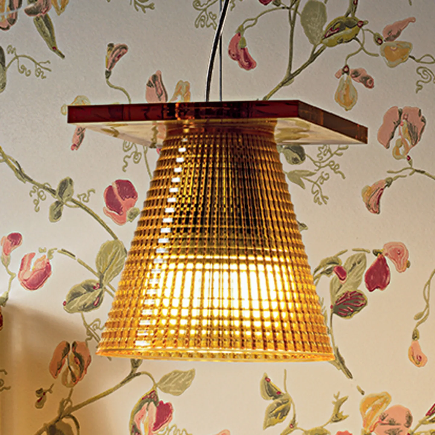 Light Air Pendelleuchte Sculped Bernstein - Kartell Light-Air - Wohnzimmer - Design - Kunststoff - Einflammig