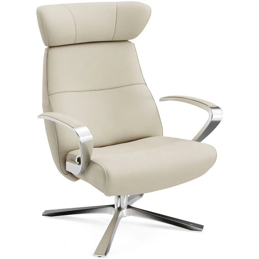 Conform Sessel Enno Creme, Silber Leder, Aluminium T 163 B 81 H 99 cm - Möbel Konfigurator: Traummöbel individuell zusammenstellen