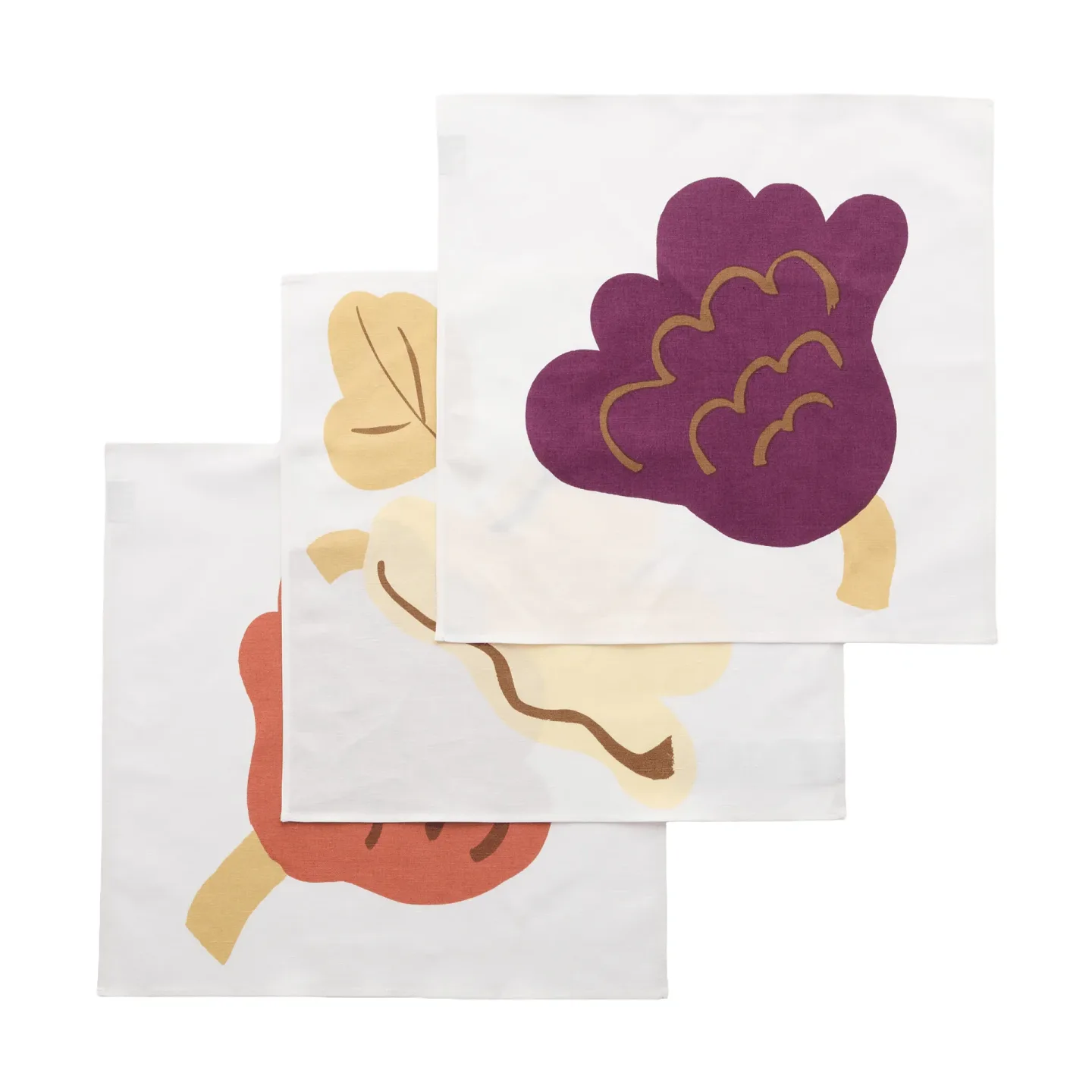 Marimekko Kukasta Kukkaan Stoffserviette White-plum-terrac-ochre, 3er-Pack