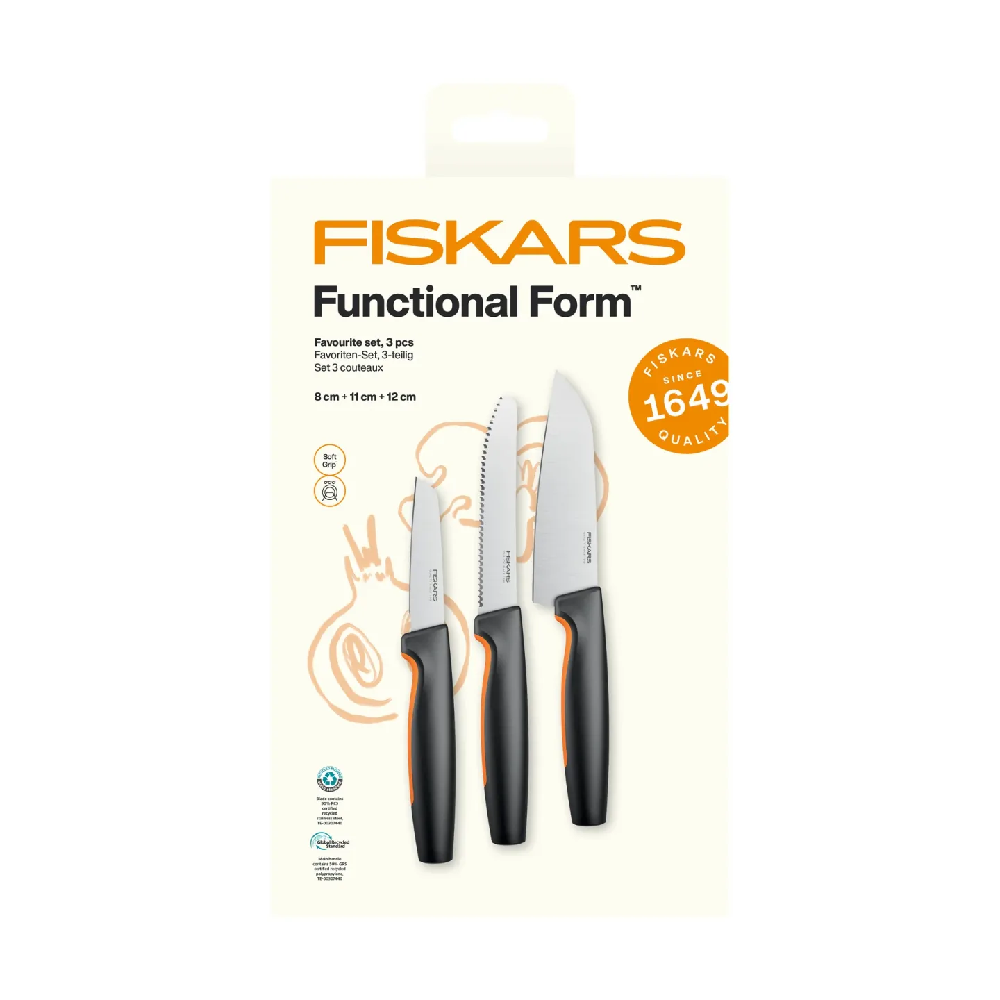 Fiskars Functional Form Lieblingsmesserset Edelstahl, 3-teilig