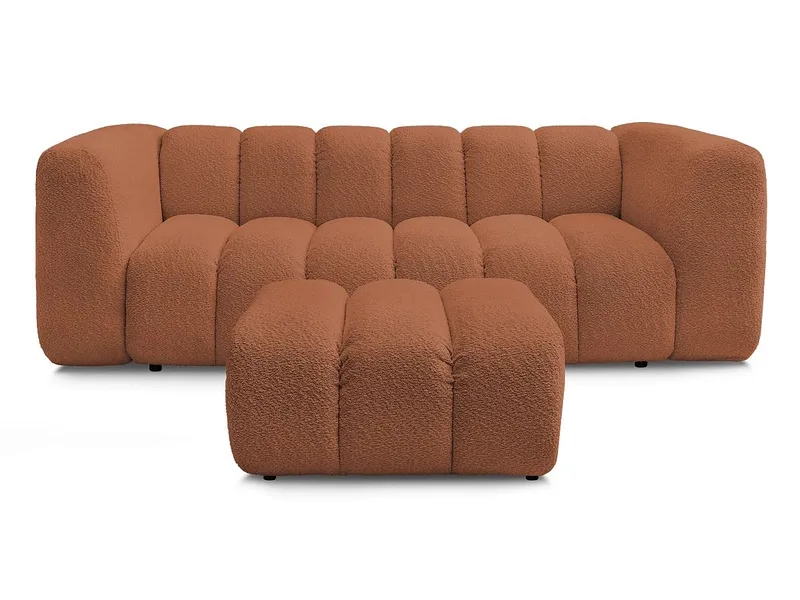 3er Sofa mit Hocker BOBOCHIC TALIA Boucle-Stoff orange