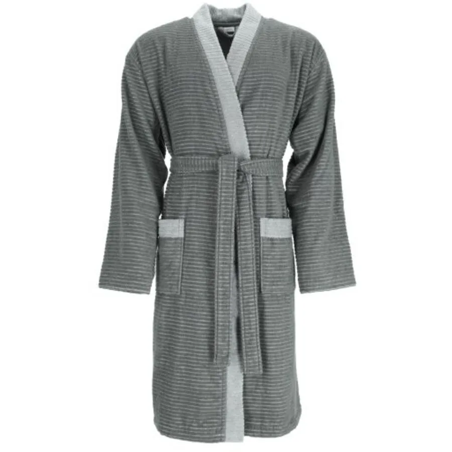 Esprit Bademantel Double Stripe S anthrazit Baumwolle S