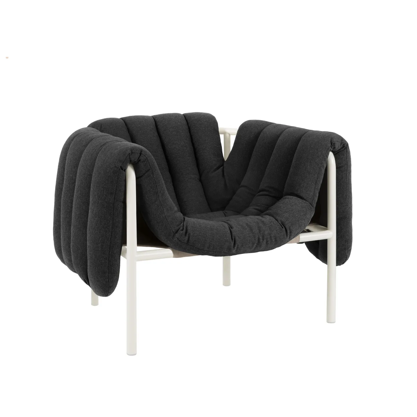 HEM - Puffy Lounge Chair - Anthracite/Cream - Fåtöljer - Faye Toogood - Beige,Grå - Bomull/Naturmaterial/Metall/Skum/Plast