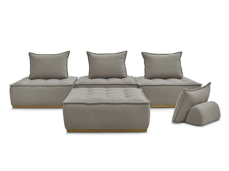 3er Sofa mit Hocker BOBOCHIC ELISA Stoff mit Textur taupe