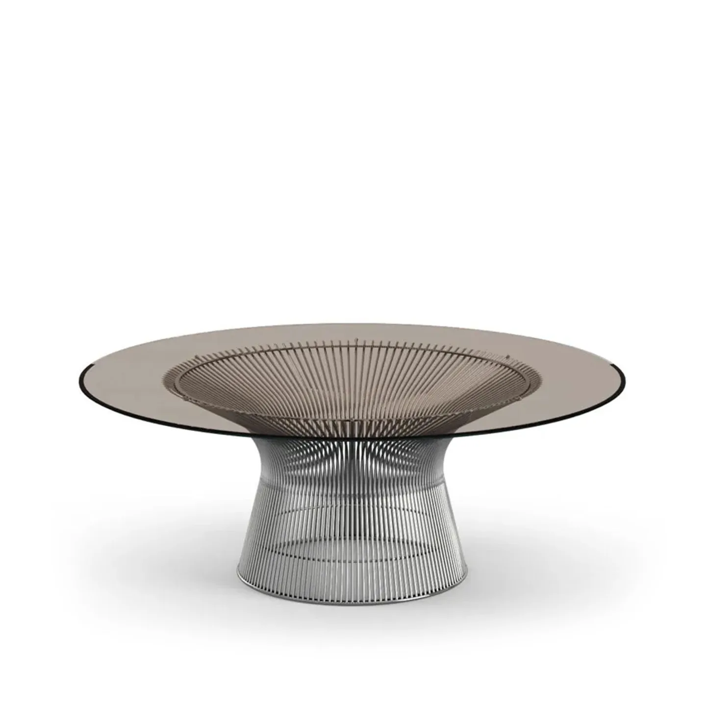 Knoll - Platner soffbord underrede i Polerad nickel, Ø 91,5 cm, skiva i Bronsfärgat glas - Soffbord - Warren Platner