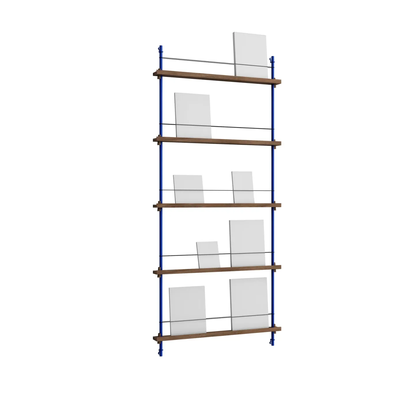 MOEBE Magazine Shelving tidningsställ Rökt ek-deep blue, 85x180x7 cm, MS.180.1
