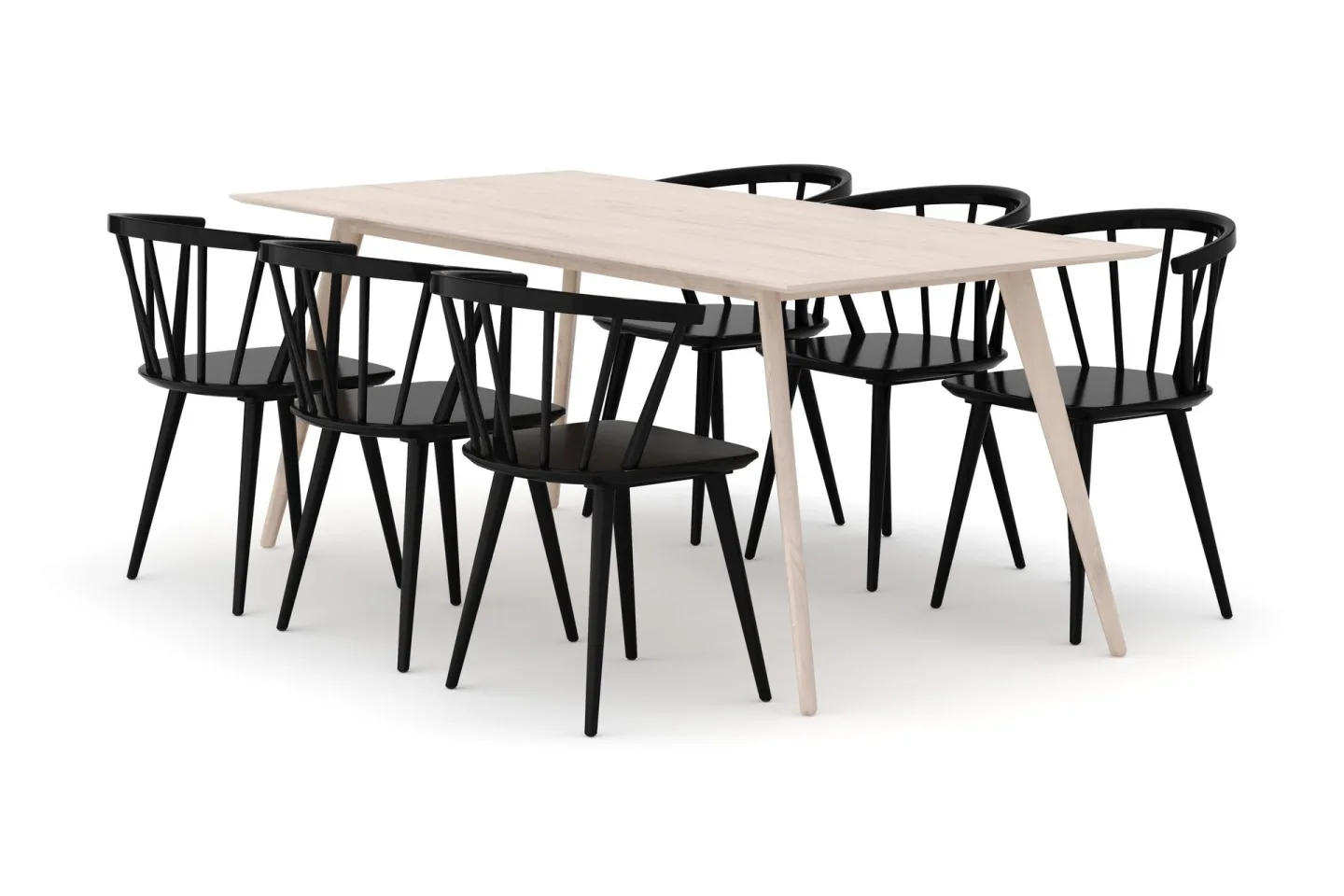 Tyrö Matgrupp med 6 st Tyrö Karmstolar - Whitewash/Black