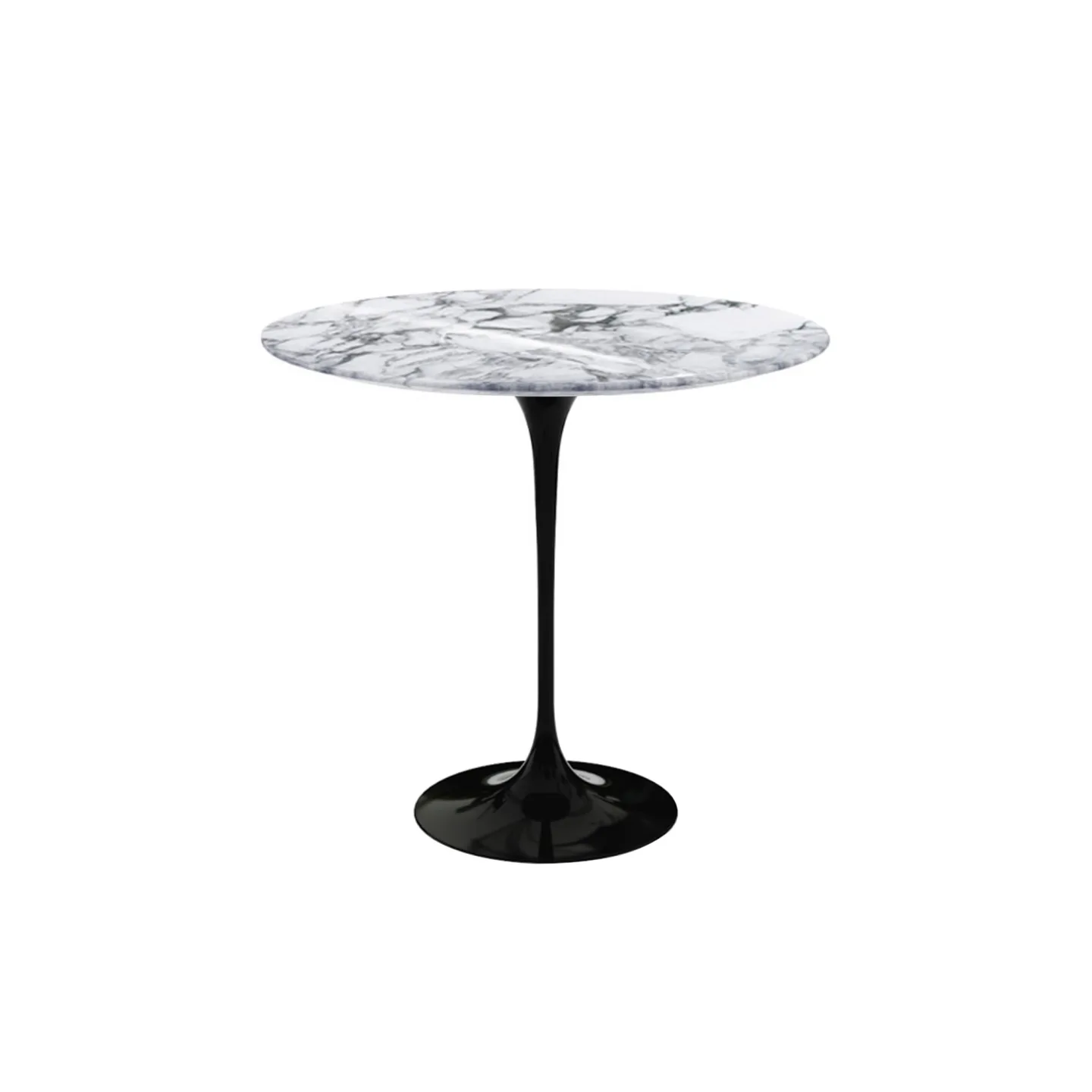 Knoll - Saarinen Oval Table - Småbord, Svart underrede, skiva i glansig vit Arabescato marmor - Sidobord - Eero Saarinen - Svart - Metall/Trä