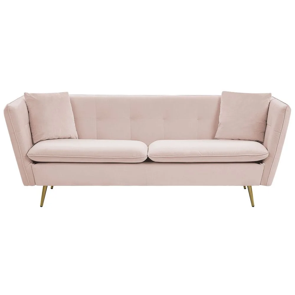3-sits soffa Frederica - Rosa, guld/Sammet