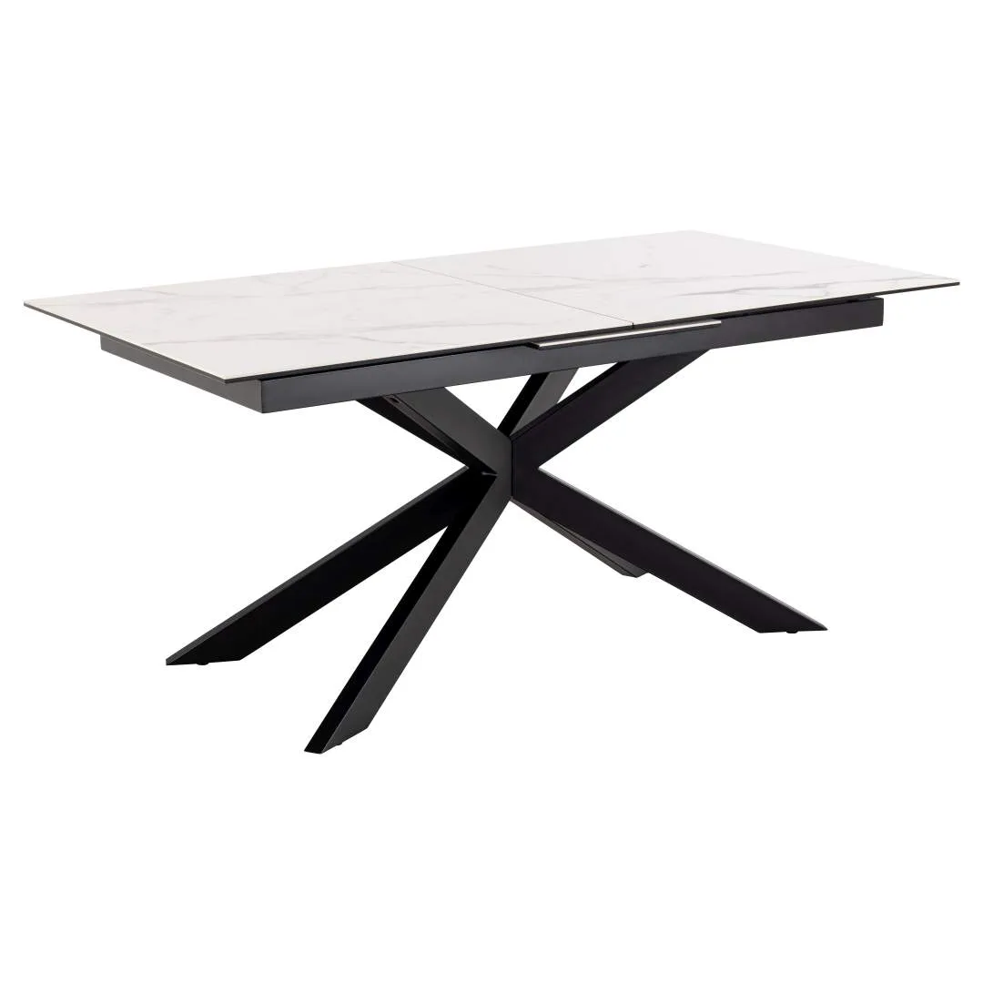 Irwine Esstisch 90x168/210cm inkl. 1 Zusatzplatte weiß.