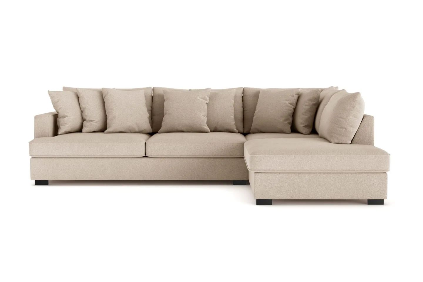 Rossita 4-sits Högervänd L-formad Djup Schäslongsoffa i Tyg - Beige