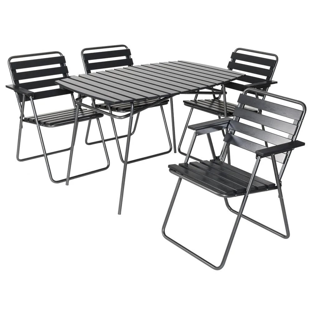 Bordsgruppset Varax Retro 403 + 4 st 305 Grå/Svart - Grå/Svart