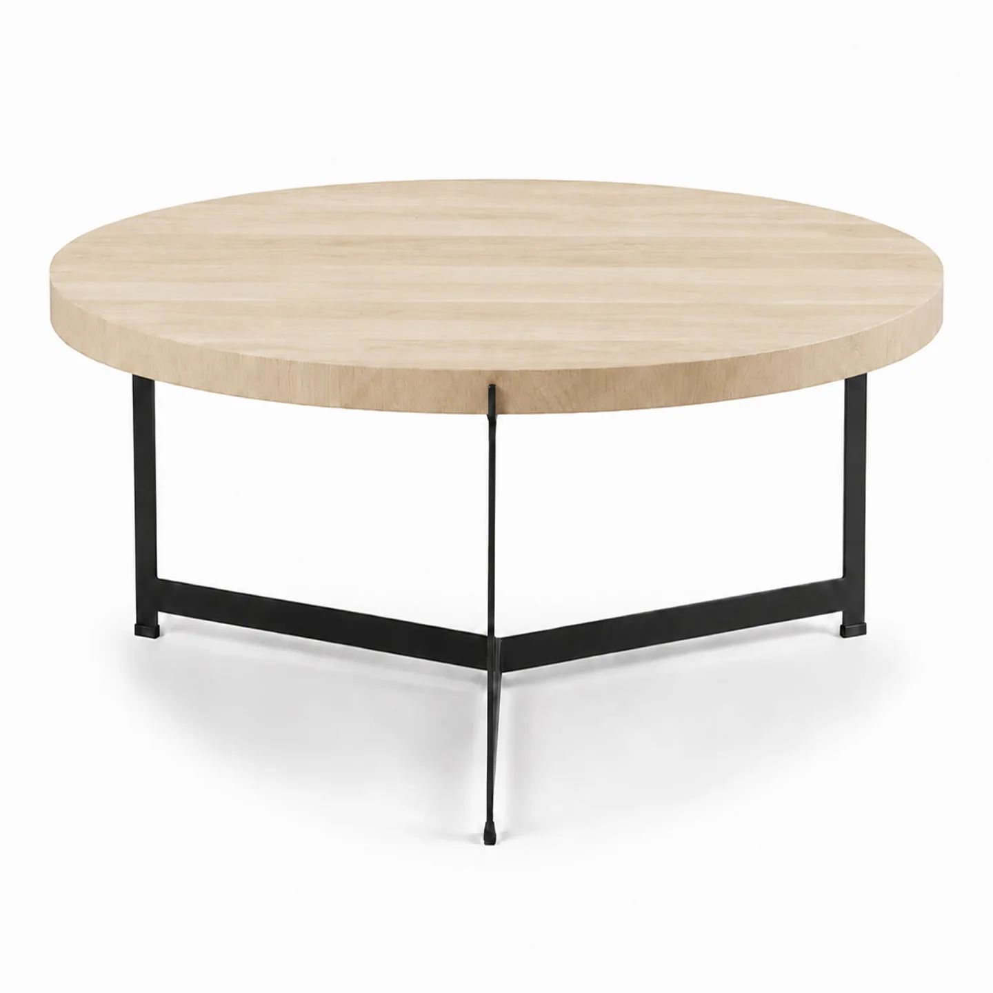 Dk3 - Plateau Coffee Table - Ø 60 cm - Höjd 45 cm, Skiva i Vitoljad ek, Underrede i Svart pulverlackerat stål - Soffbord - Søren Rose Studio - Träfärgad - Metall/Trä