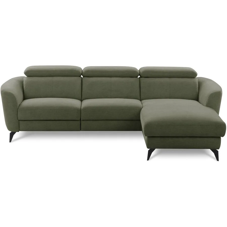 Ecksofa Simba Links Chenille Moosgrün B 261 T 183 cm