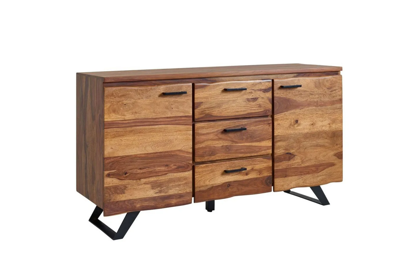 Sideboard Wohnling Massiv trä träd kant 145 cm med 2 dörrar 3 lådor industriell -