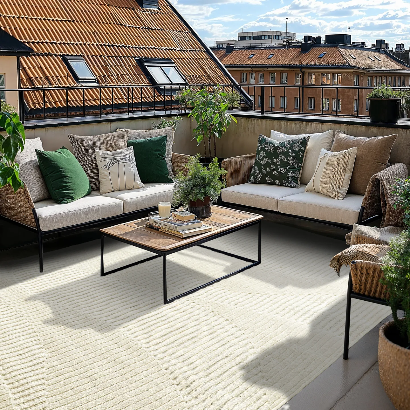 Shaggy Indoor/Outdoor - Halifax (krem) (Størrelse: 80 x 200 cm)
