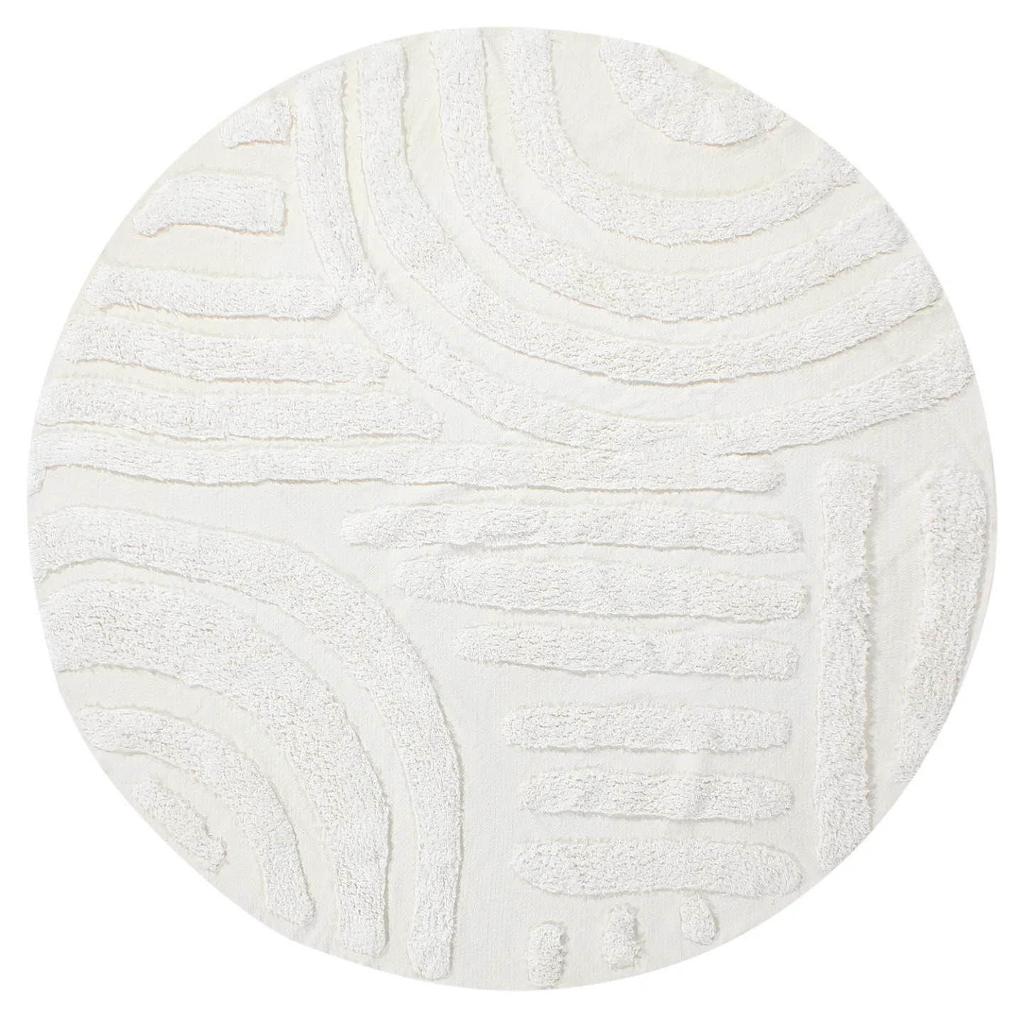 Rundt teppe - Mavis Natural Cotton Shaggy (off-white) (Størrelse: Ø 160 cm)