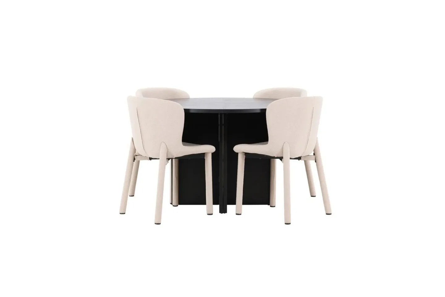 Matgrupp Strada Runt 120/170 cm Svart med Astoria Stolar 4 st, Beige - 4 st, Beige