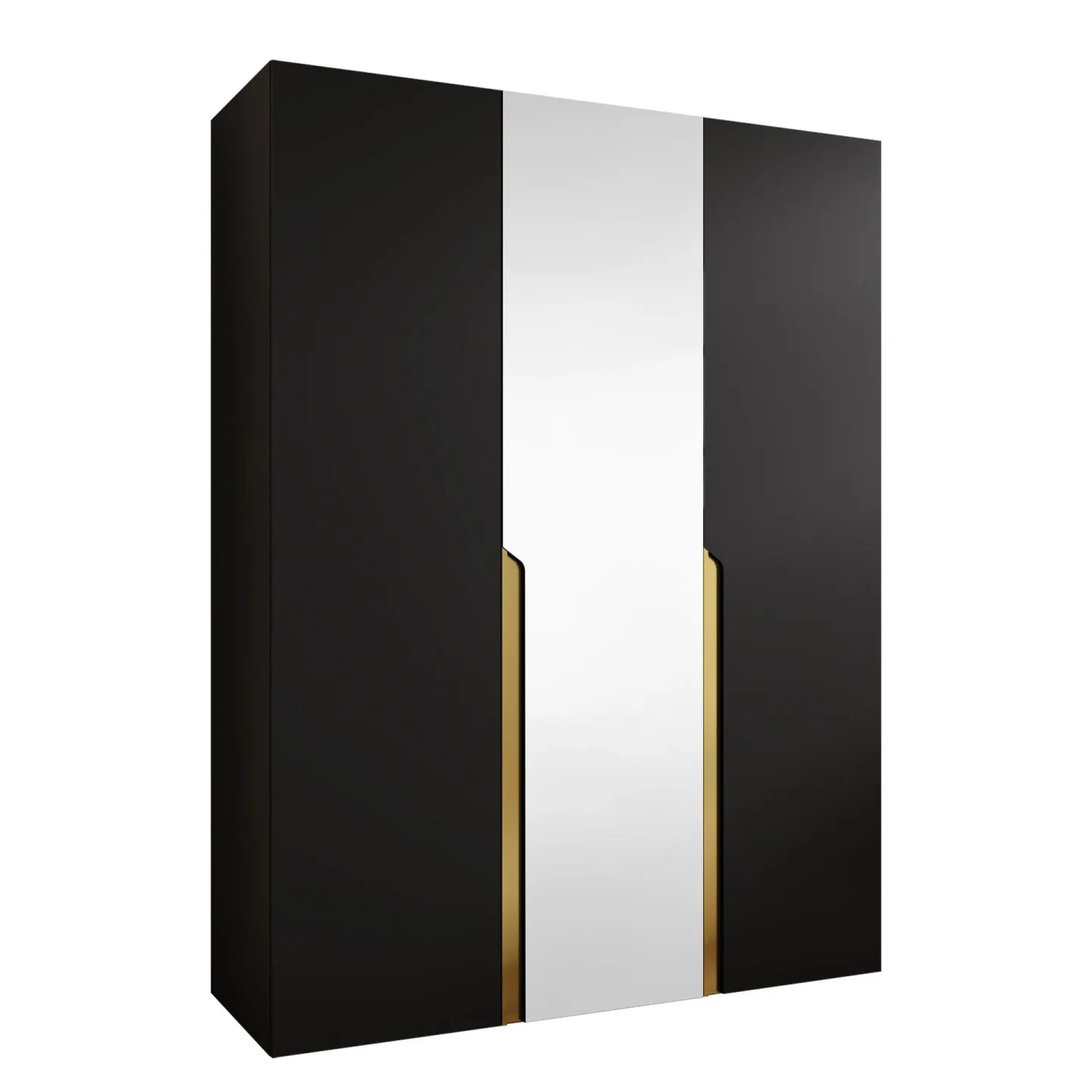 Milias Garderob med spegel 150x202 cm - Guld, svart