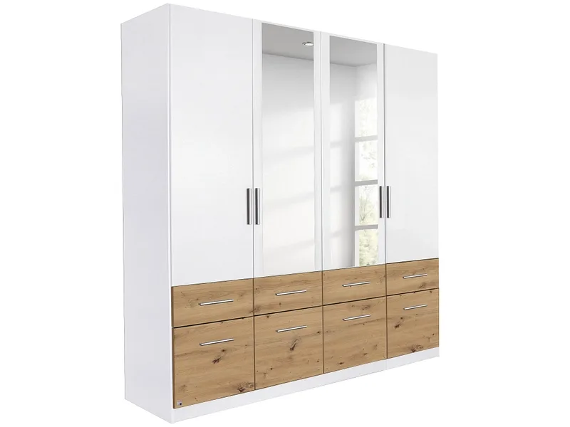Drehtürenschrank GEORGIA weiss 4 Türen 8 Schubladen