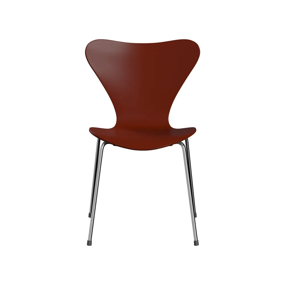 Fritz Hansen Sjuan 3107 stol Venetian red-lackad-kromat stålstativ