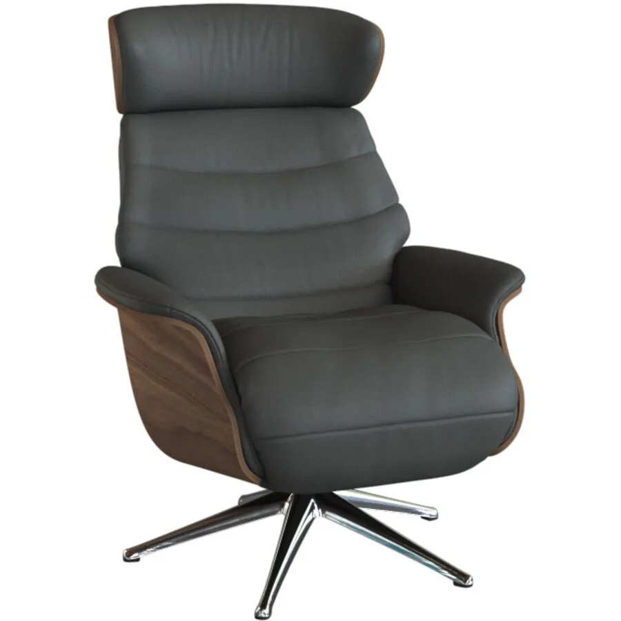 Relaxsessel Cam warmgrau Leder T 88 B 83 H 113 cm