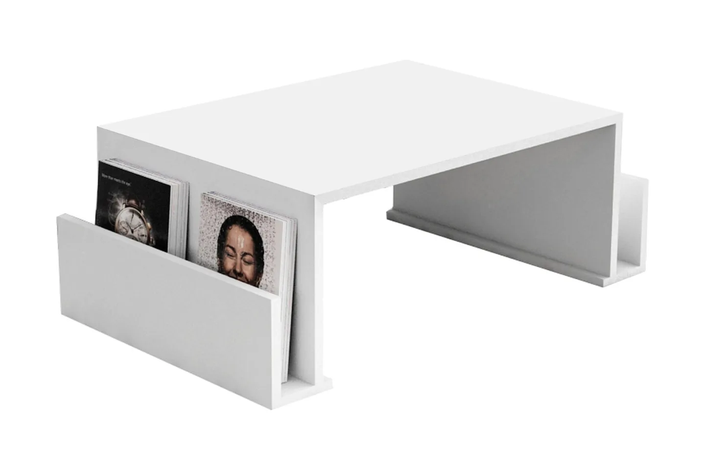 Elegancia Soffbord 95 cm med Tidningsförvaring - Vit