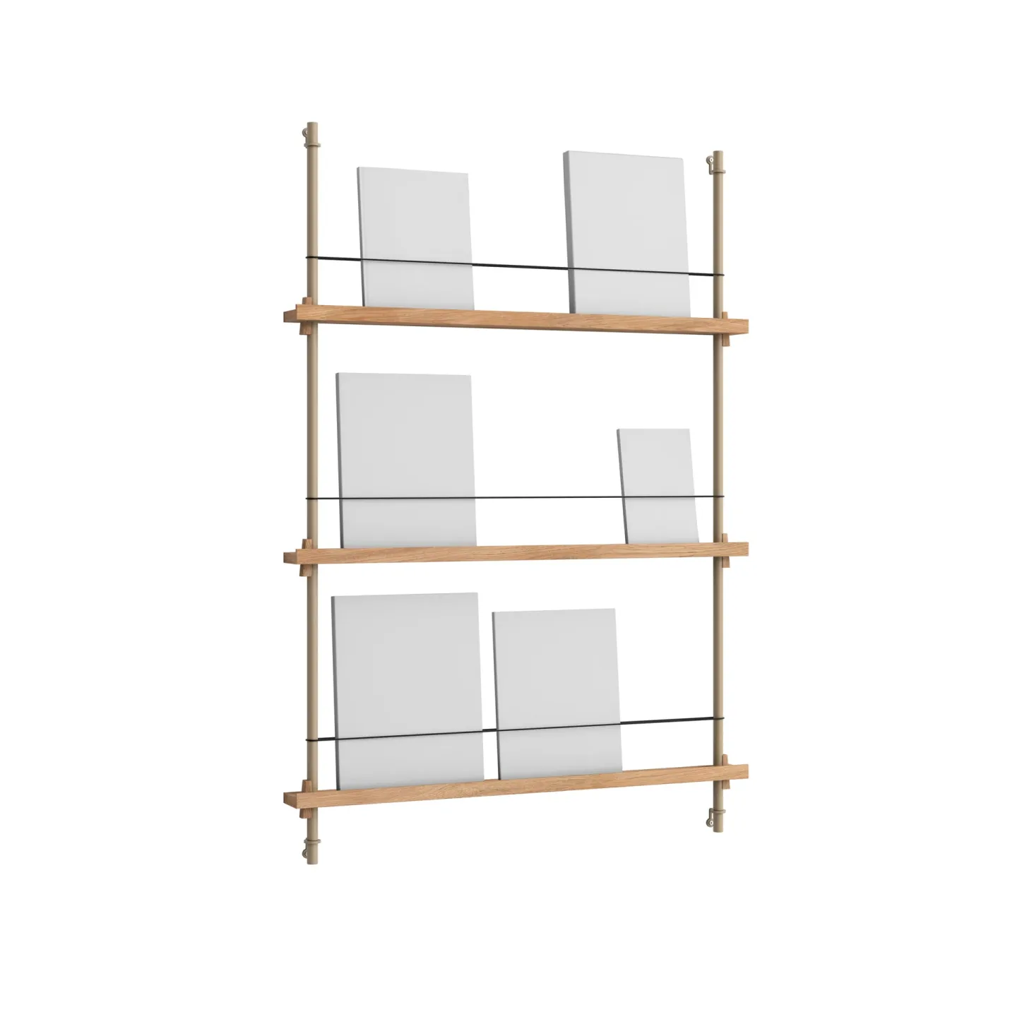 MOEBE Magazine Shelving Zeitungsständer Eiche-warm grey, 85x115x7 cm, MS.115.1