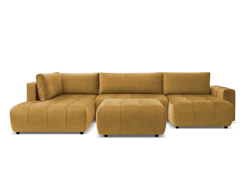 Panorama-Ecksofa mit Hocker BOBOCHIC ARSENE Samt gelb