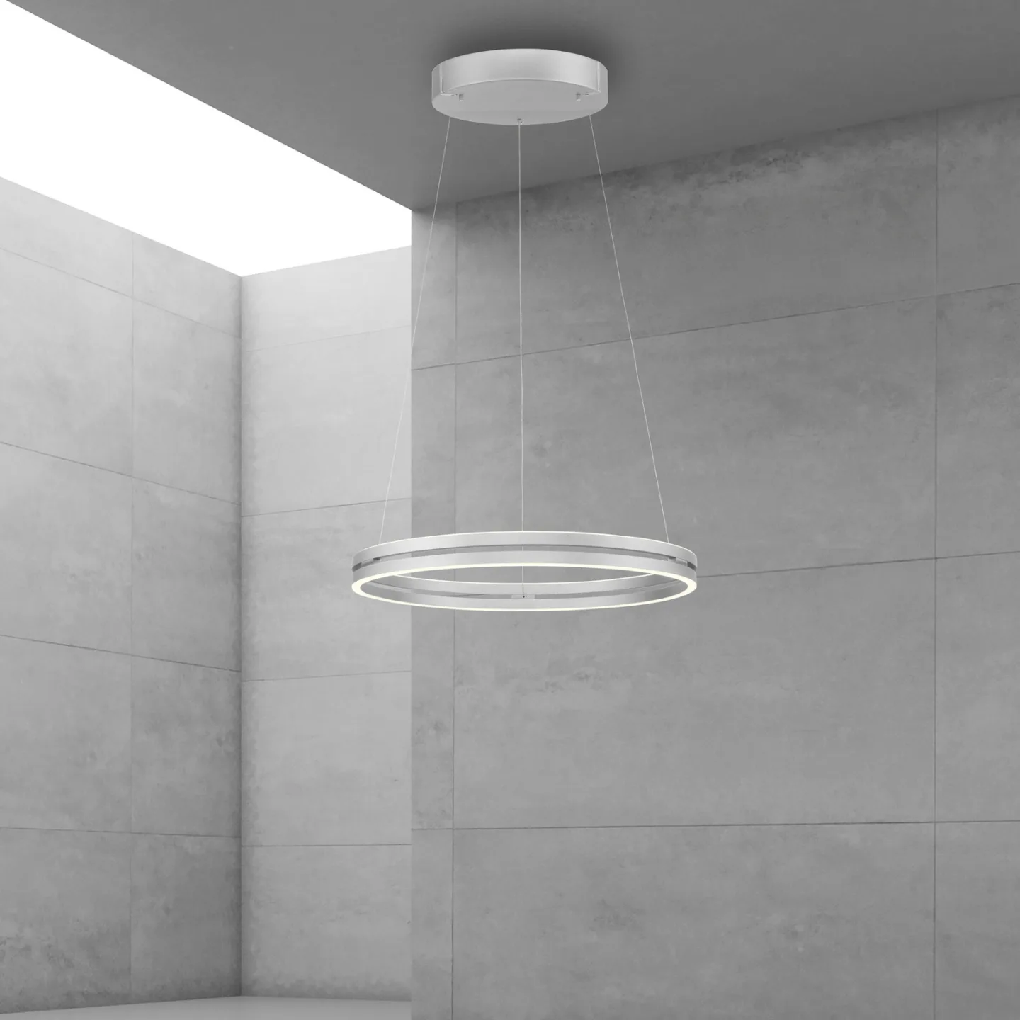 E-Loop LED-hængelampe, stone, Ø70 cm, aluminium, CCT – PURE PURE E-Loop - Stue - Moderne - Metal - Med flere lyskilder