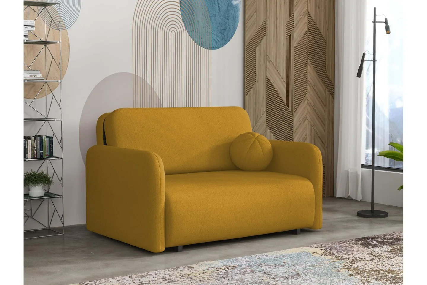 Ajmeri Bäddsoffa 2-sits i Plysch - Gul