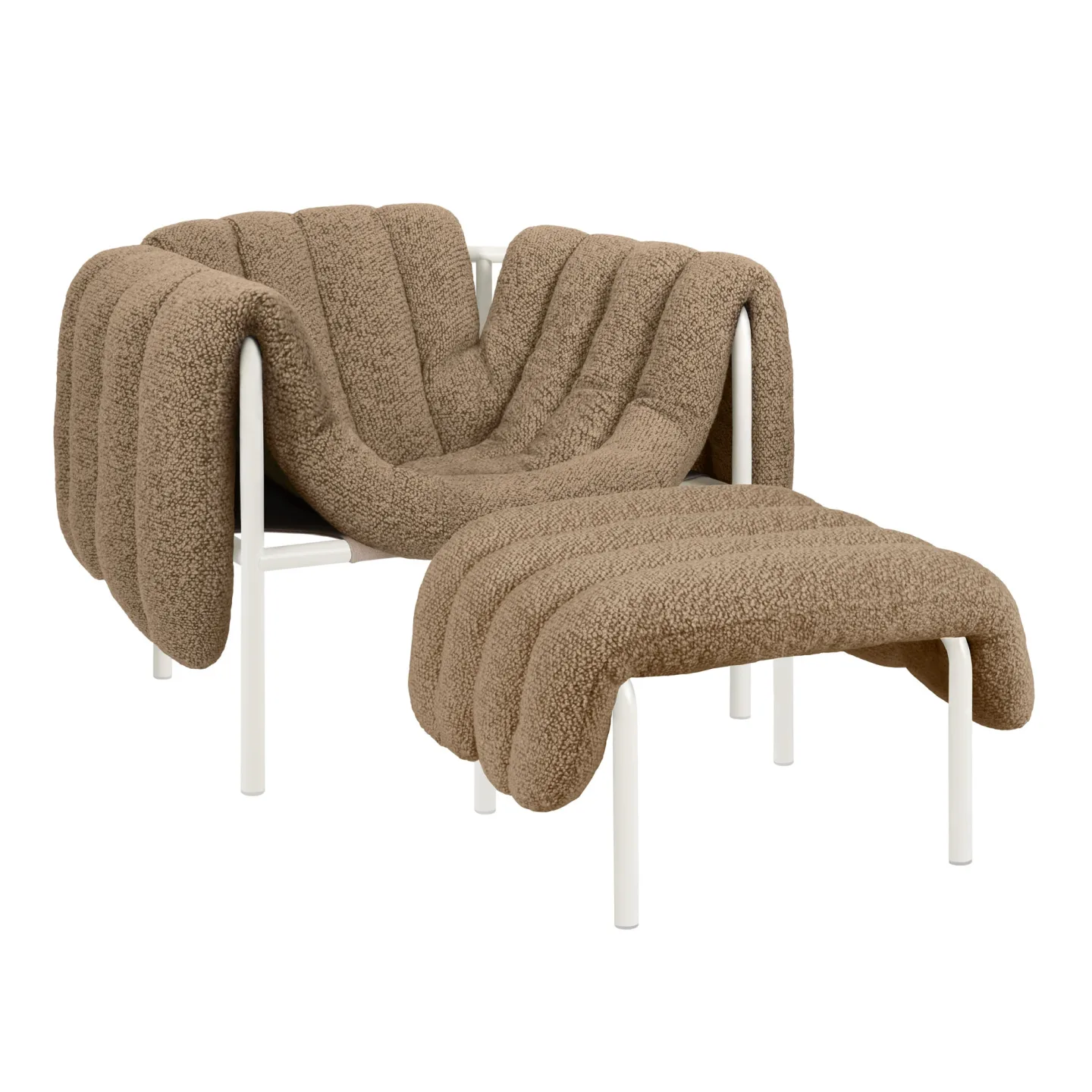 HEM - Puffy Lounge Chair + Ottoman - Sawdust/Cream - Fåtöljer - Faye Toogood - Beige - Bomull/Naturmaterial/Metall/Syntetiskt/Skum/Plast