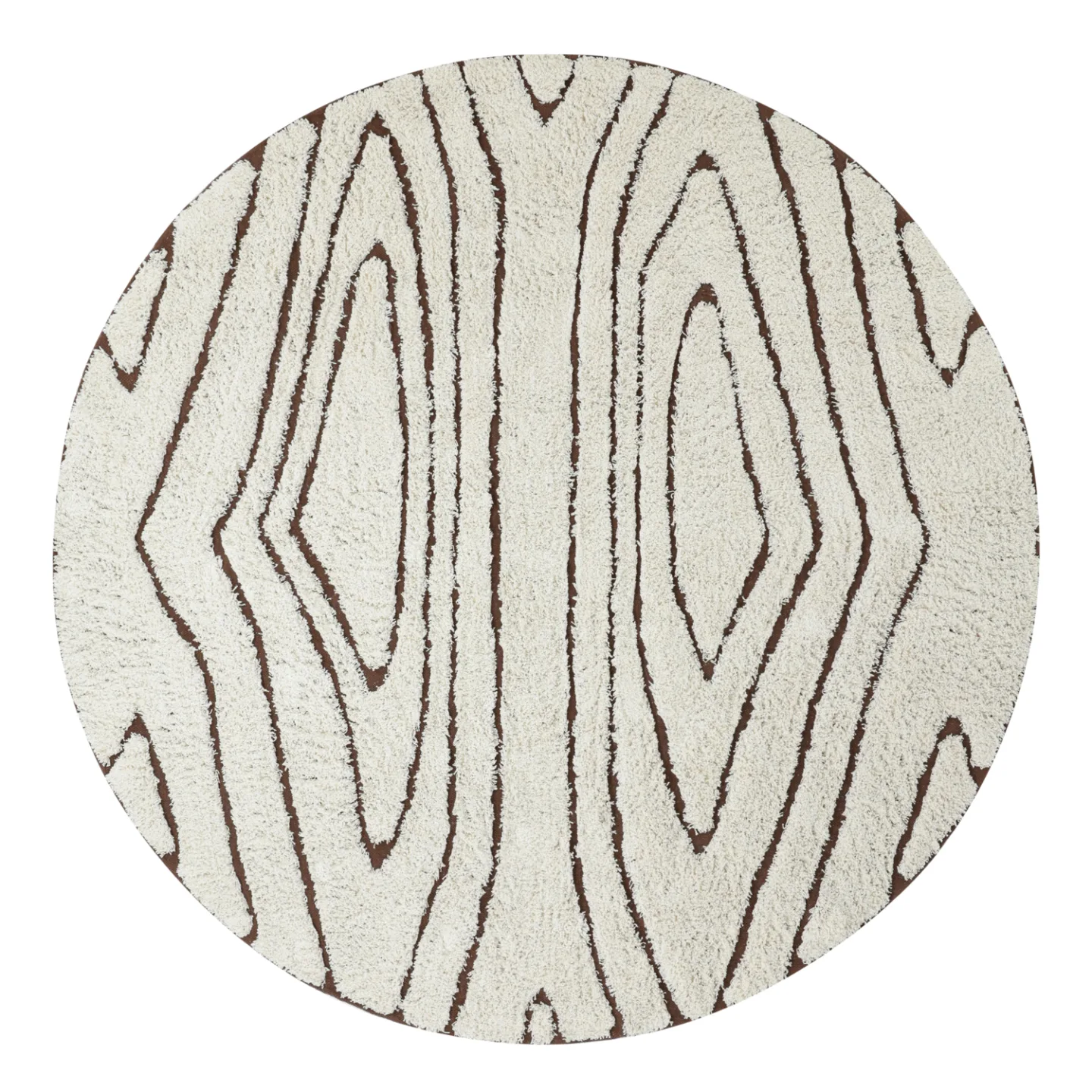 Runde tepper - Kindon Natural Cotton Shaggy (off white/brun) (Størrelse: Ø 200 cm)