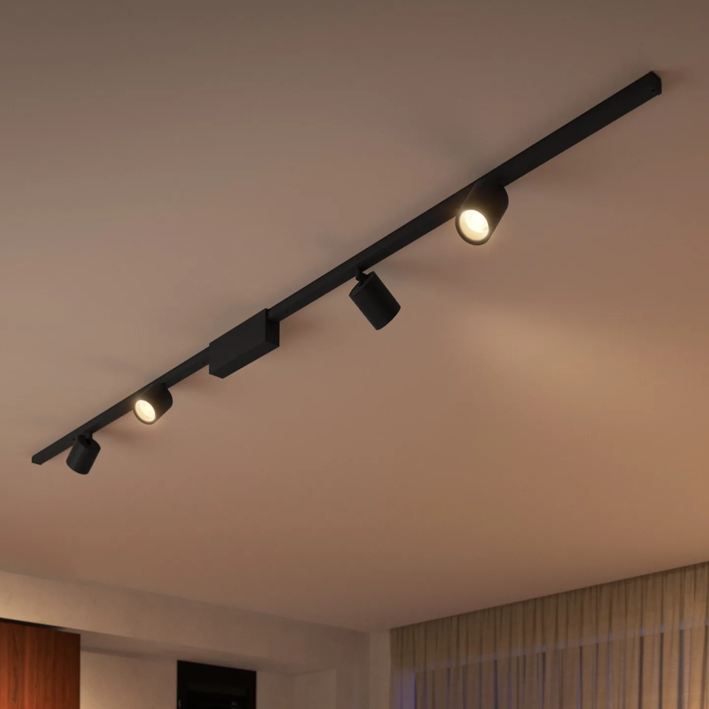 Perifo Schienensystem 4x Spots schwarz - Philips Hue - Arbeitszimmer / Büro - Modern - Metall - Mehrflammig