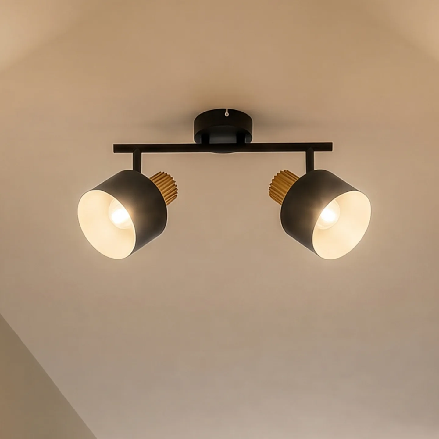 Lenja Deckenstrahler, E14, schwarz/weiß, zweiflammig, Metall - Lindby - Wohnzimmer - Modern - Mehrflammig