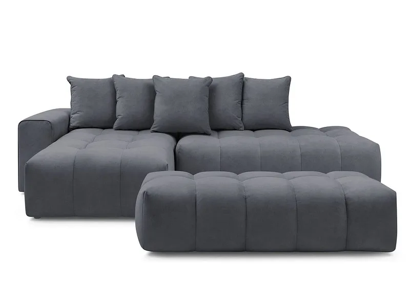 Ecksofa mit Hocker BOBOCHIC MONT-BLANC Samt dunkelgrau