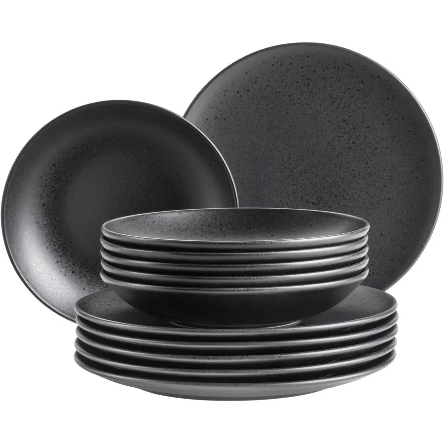 MÄSER Speiseteller-Set Essential Schwarz Steinzeug