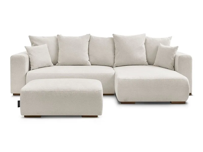 Ecksofa mit Hocker BOBOCHIC SIDONIE Stoff chiniert beige