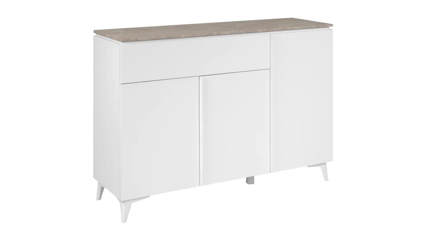 Kommode Schublade weiß - Sandstein 133 cm - BERTRIX