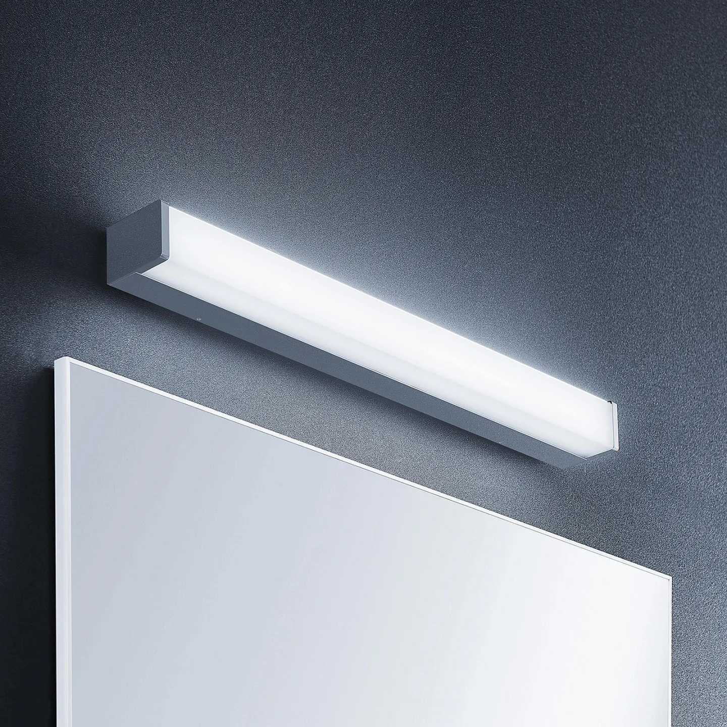 Lindby LED-Badezimmerlampe Klea, 60 cm, chrom, Metall, IP44 - Modern - Eckig